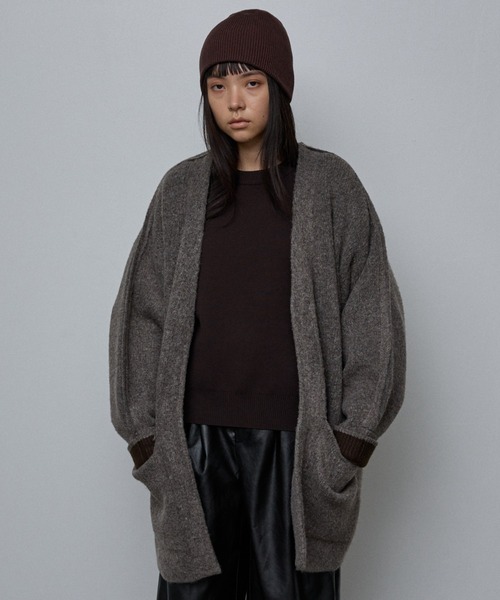 NOMINE(ノミネ)の「袖ボリュームニットコート(その他アウター・レディース・マスタード/モカ/ブラウン/レッド/ブラック・フリー)」の9枚目の写真