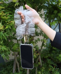 Esime（エシミー）の「【クリアシート付き】チュールフリルストラップ 携帯ストラップ（スマホグッズ）」