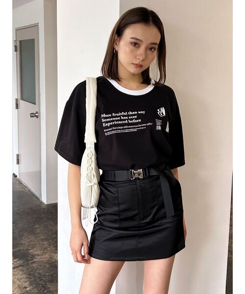 EMODA（エモダ）の「ボックスパイピングTシャツ（Tシャツ/カットソー・レディース・ネイビー/ホワイト/ブラック/グリーン・FREE）」の8枚目の写真