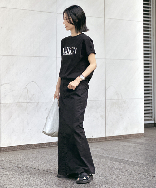 アパルトモン アメリカーナ AMRCN T-SH ブラック AMERICANA/アメリカーナ】 Off the grid T-shirt（Tシャツ