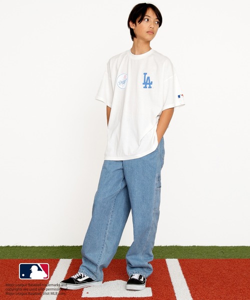 GLAZOS(グラソス)の「【大人向けサイズあり】【MLB】チームロゴプリント半袖Tシャツ(Tシャツ/カットソー・キッズ・ホワイト/オートミール/ネイビー/ブラック・140cm/150cm/160cm/170cm)」の6枚目の写真