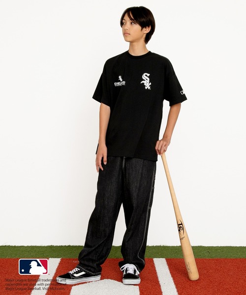GLAZOS(グラソス)の「【大人向けサイズあり】【MLB】チームロゴプリント半袖Tシャツ(Tシャツ/カットソー・キッズ・ホワイト/オートミール/ネイビー/ブラック・140cm/150cm/160cm/170cm)」の9枚目の写真