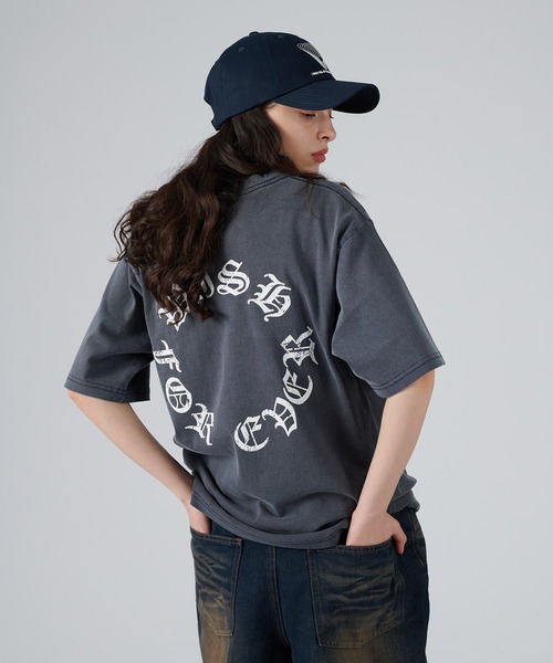 WISH FOR EVER(ウィッシュフォーエバー)の「PIGMENT CIRCLE LOGO BACK PRINT T/ピグメントサークルロゴバックプリントT(Tシャツ/カットソー・メンズ・ネイビー/アイボリー/ブラック・LARGE/MEDIUM)」の1枚目の写真