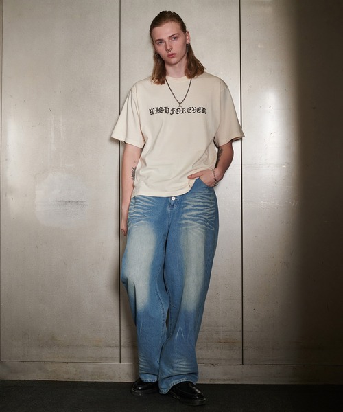 WISH FOR EVER(ウィッシュフォーエバー)の「PIGMENT CIRCLE LOGO BACK PRINT T/ピグメントサークルロゴバックプリントT(Tシャツ/カットソー・メンズ・ネイビー/アイボリー/ブラック・LARGE/MEDIUM)」の4枚目の写真