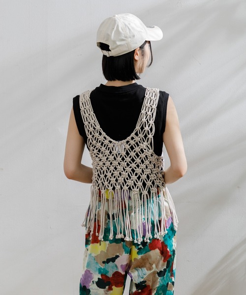 AMERICAN RAG CIE(アメリカンラグシー)の「ハンドメイドマクラメビスチェ(キャミソール・レディース・ナチュラル/ブラック・FREE)」の18枚目の写真