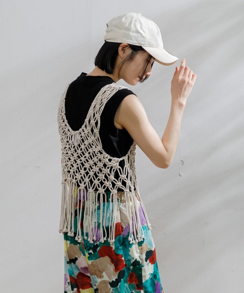 AMERICAN RAG CIE(アメリカンラグシー)の「ハンドメイドマクラメビスチェ(キャミソール・レディース・ナチュラル/ブラック・FREE)」の19枚目の写真