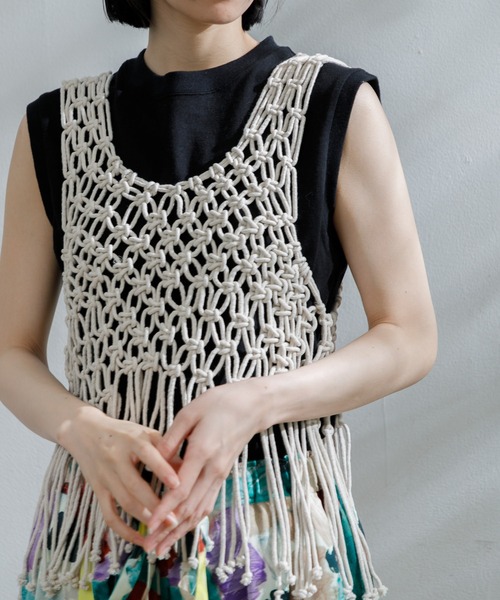 AMERICAN RAG CIE(アメリカンラグシー)の「ハンドメイドマクラメビスチェ(キャミソール・レディース・ナチュラル/ブラック・FREE)」の20枚目の写真