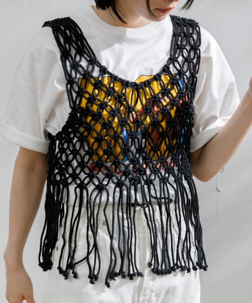 AMERICAN RAG CIE(アメリカンラグシー)の「ハンドメイドマクラメビスチェ(キャミソール・レディース・ナチュラル/ブラック・FREE)」の11枚目の写真