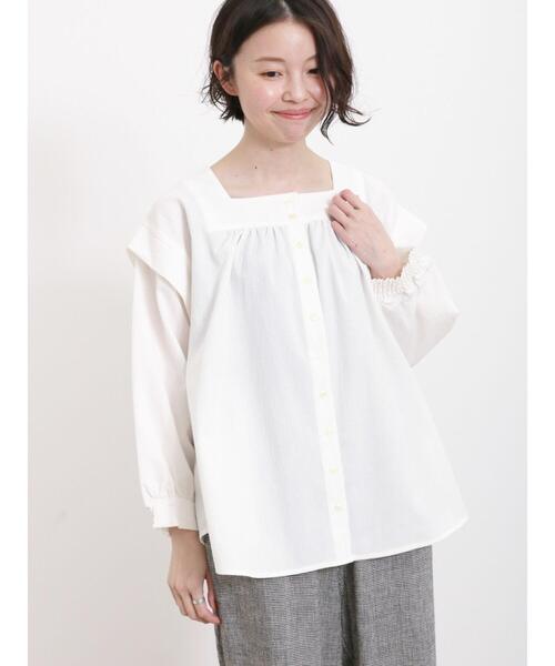 Samansa Mos2（サマンサ モスモス）の「柄アソートスクエアネックブラウス（シャツ/ブラウス・レディース・ブラウン/オフホワイト/ブラック/ベージュ・F）」の9枚目の写真