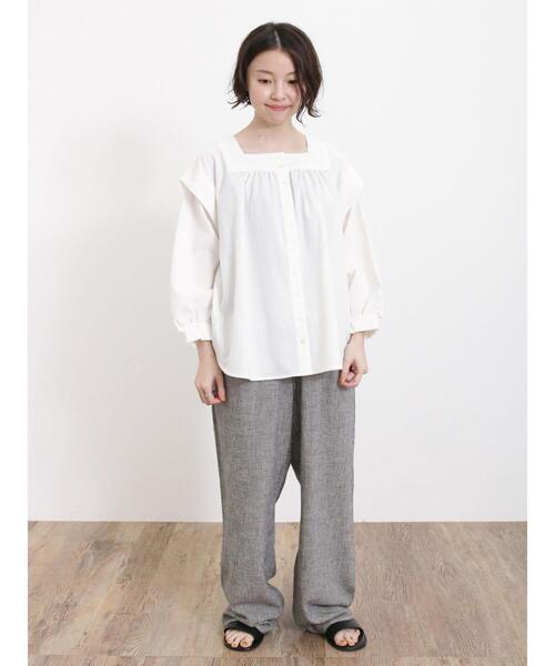 Samansa Mos2（サマンサ モスモス）の「柄アソートスクエアネックブラウス（シャツ/ブラウス・レディース・ブラウン/オフホワイト/ブラック/ベージュ・F）」の10枚目の写真