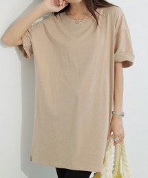 オーバーサイズロングTシャツ サイドスリット入り