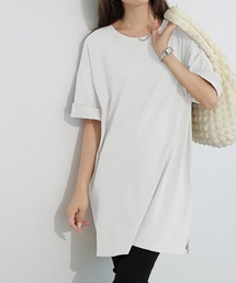 オーバーサイズロングTシャツ サイドスリット入り