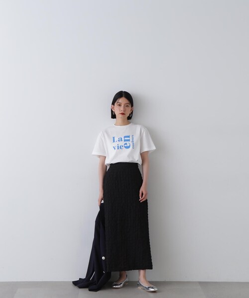 N.（N. Natural Beauty Basic）（エヌエヌナチュラルビューティーベーシック）の「◆【La vie en couleurs】ロゴプリントTシャツ（Tシャツ/カットソー・レディース・オフホワイト/ベージュ/ホワイト系その他/ピンク・MEDIUM）」の10枚目の写真