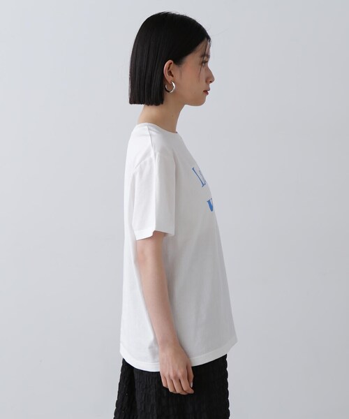 N.（N. Natural Beauty Basic）（エヌエヌナチュラルビューティーベーシック）の「◆【La vie en couleurs】ロゴプリントTシャツ（Tシャツ/カットソー・レディース・オフホワイト/ベージュ/ホワイト系その他/ピンク・MEDIUM）」の13枚目の写真