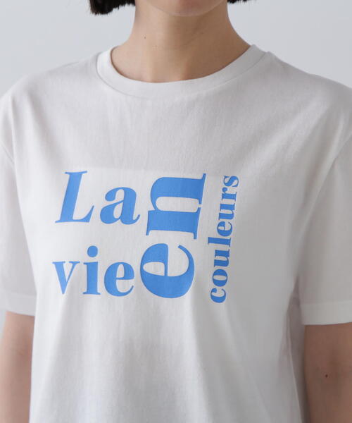 N.（N. Natural Beauty Basic）（エヌエヌナチュラルビューティーベーシック）の「◆【La vie en couleurs】ロゴプリントTシャツ（Tシャツ/カットソー・レディース・オフホワイト/ベージュ/ホワイト系その他/ピンク・MEDIUM）」の15枚目の写真
