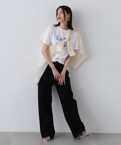 N.（N. Natural Beauty Basic）（エヌエヌナチュラルビューティーベーシック）の「◆【La vie en couleurs】ロゴプリントTシャツ（Tシャツ/カットソー・レディース・オフホワイト/ベージュ/ホワイト系その他/ピンク・MEDIUM）」の18枚目の写真