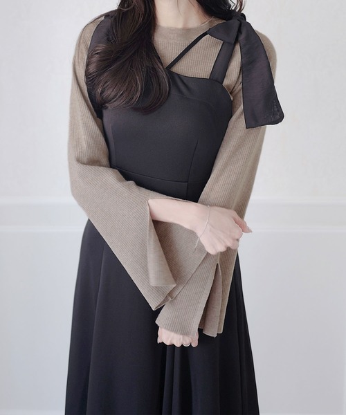 mily bilet(ミウィビレット)の「【mily bilet】オンシーンでも着れる大人こなれ感。袖スリットフレアスリーブリブニット(ニット/セーター・レディース・モカ/ピンク/ブラック/アイボリー・LARGE/MEDIUM/SMALL/X-LARGE)」の14枚目の写真