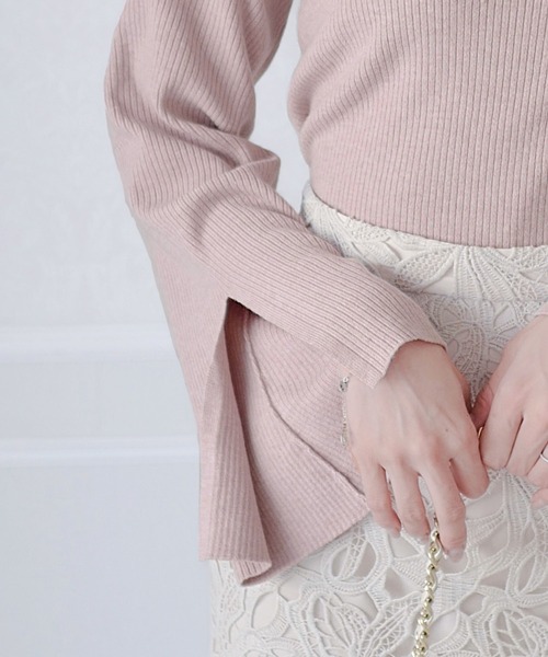 mily bilet(ミウィビレット)の「【mily bilet】オンシーンでも着れる大人こなれ感。袖スリットフレアスリーブリブニット(ニット/セーター・レディース・モカ/ピンク/ブラック/アイボリー・LARGE/MEDIUM/SMALL/X-LARGE)」の16枚目の写真