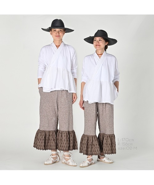 45R(フォーティファイブアール)の「ハケ目カットワークのラッパーパンツ(その他パンツ・レディース・ホワイト/ブラウン・MEDIUM/LARGE)」の7枚目の写真