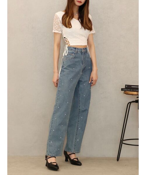 EATME(イートミー)の「サイドレースアップクロップドTOP(Tシャツ/カットソー・レディース・イエロー/ブルー/オフホワイト/ブラック・FREE)」の12枚目の写真