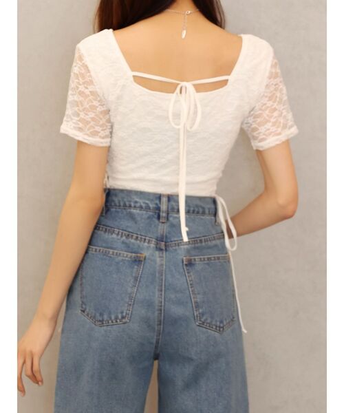 EATME(イートミー)の「サイドレースアップクロップドTOP(Tシャツ/カットソー・レディース・イエロー/ブルー/オフホワイト/ブラック・FREE)」の15枚目の写真