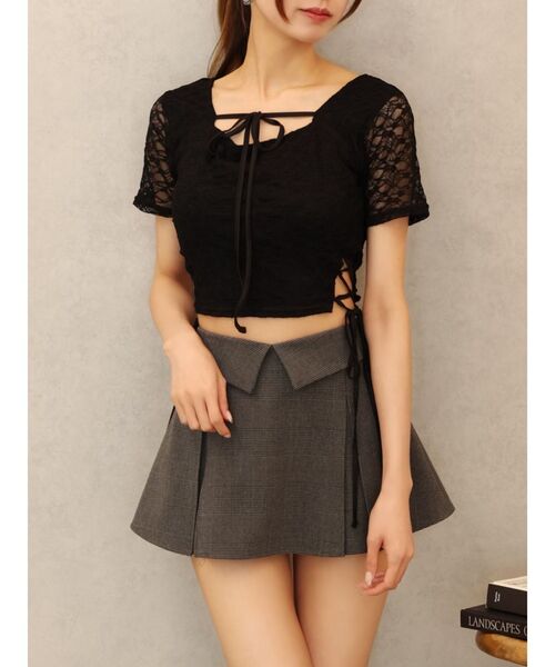 EATME(イートミー)の「サイドレースアップクロップドTOP(Tシャツ/カットソー・レディース・イエロー/ブルー/オフホワイト/ブラック・FREE)」の19枚目の写真