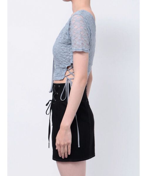 EATME(イートミー)の「サイドレースアップクロップドTOP(Tシャツ/カットソー・レディース・イエロー/ブルー/オフホワイト/ブラック・FREE)」の22枚目の写真