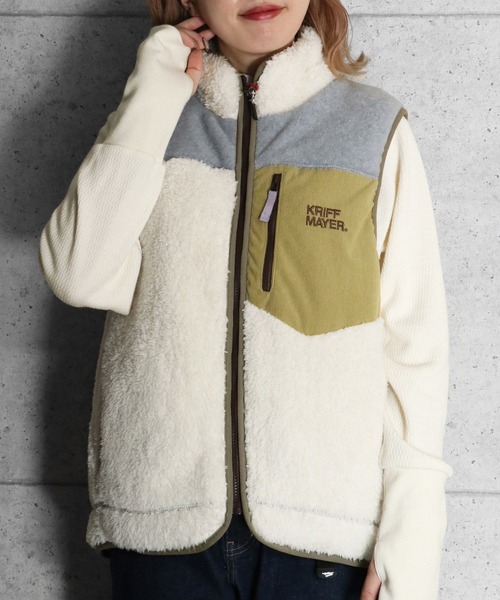KRIFF MAYER Lady's Collection(クリフメイヤーレディースコレクション)の「シャギーボアベスト(ベスト・レディース・カーキ/カラフル/グレー/ナチュラル/ダークブルー/ベージュ/チャコール・LARGE/MEDIUM)」の5枚目の写真
