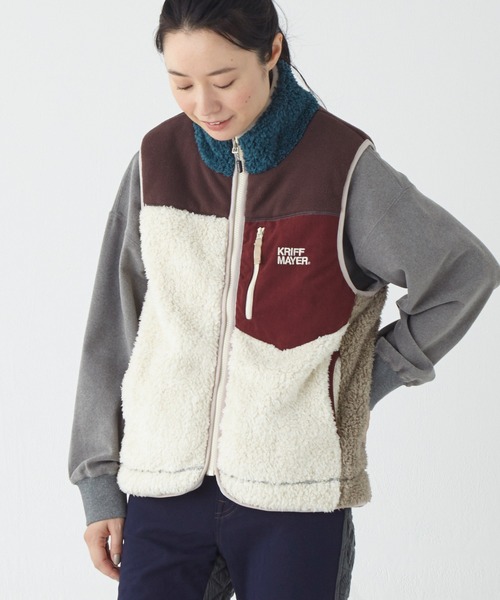 KRIFF MAYER Lady's Collection(クリフメイヤーレディースコレクション)の「シャギーボアベスト(ベスト・レディース・カーキ/カラフル/グレー/ナチュラル/ダークブルー/ベージュ/チャコール・LARGE/MEDIUM)」の7枚目の写真