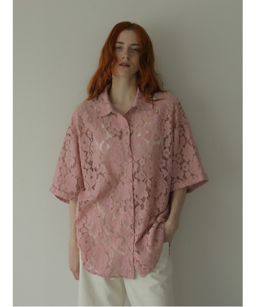 AMAIL（アマイル）の「Lacey half shirt（シャツ/ブラウス・レディース・ホワイト/ピンク/ブラック・FREE）」の5枚目の写真