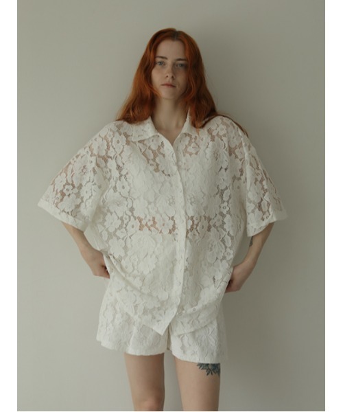 AMAIL（アマイル）の「Lacey half shirt（シャツ/ブラウス・レディース・ホワイト/ピンク/ブラック・FREE）」の10枚目の写真