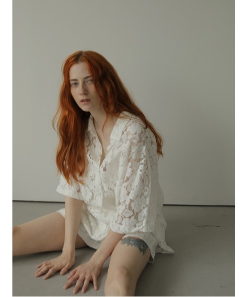 AMAIL（アマイル）の「Lacey half shirt（シャツ/ブラウス・レディース・ホワイト/ピンク/ブラック・FREE）」の8枚目の写真