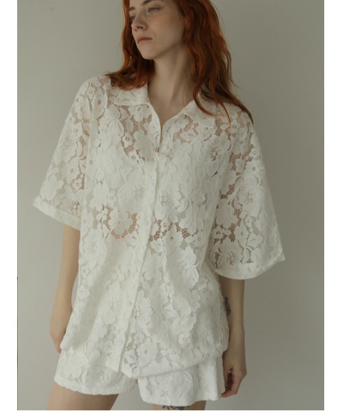 AMAIL（アマイル）の「Lacey half shirt（シャツ/ブラウス・レディース・ホワイト/ピンク/ブラック・FREE）」の7枚目の写真