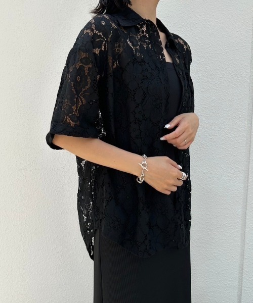 AMAIL（アマイル）の「Lacey half shirt（シャツ/ブラウス・レディース・ホワイト/ピンク/ブラック・FREE）」の19枚目の写真