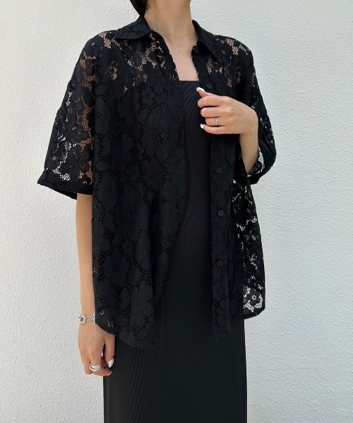 AMAIL（アマイル）の「Lacey half shirt（シャツ/ブラウス・レディース・ホワイト/ピンク/ブラック・FREE）」の20枚目の写真