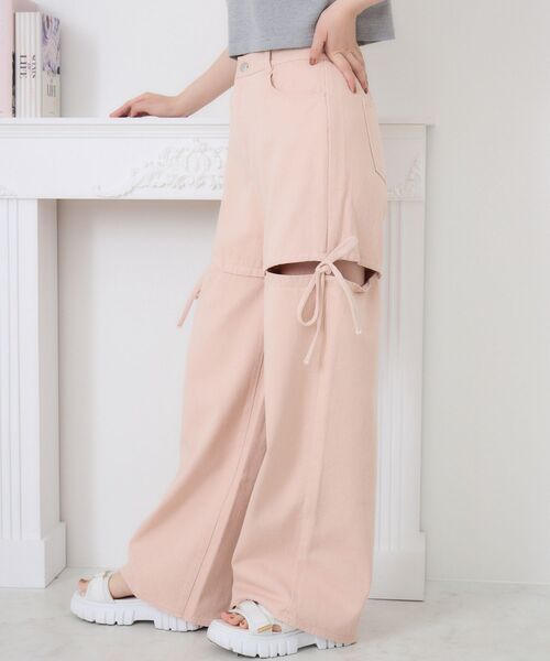 ems excite（エムズエキサイト）の「サイドリボンワイドPT（その他パンツ・レディース・オフホワイト/ブラック/ブルー系その他5/ピンク・FREE）」の4枚目の写真