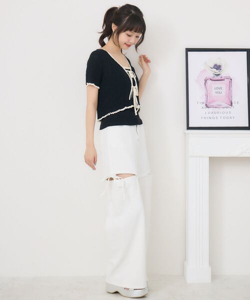 ems excite（エムズエキサイト）の「サイドリボンワイドPT（その他パンツ・レディース・オフホワイト/ブラック/ブルー系その他5/ピンク・FREE）」の12枚目の写真