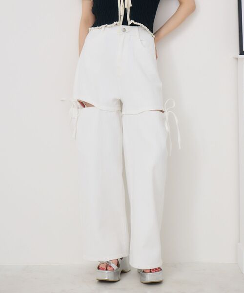 ems excite（エムズエキサイト）の「サイドリボンワイドPT（その他パンツ・レディース・オフホワイト/ブラック/ブルー系その他5/ピンク・FREE）」の9枚目の写真