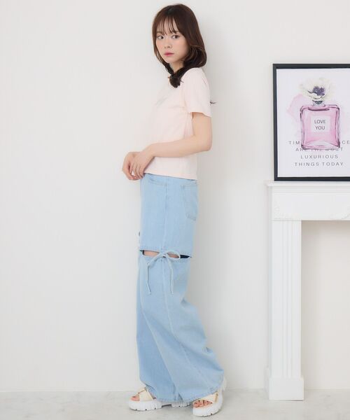 ems excite（エムズエキサイト）の「サイドリボンワイドPT（その他パンツ・レディース・オフホワイト/ブラック/ブルー系その他5/ピンク・FREE）」の5枚目の写真