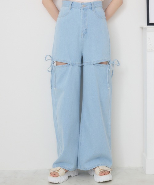 ems excite（エムズエキサイト）の「サイドリボンワイドPT（その他パンツ・レディース・オフホワイト/ブラック/ブルー系その他5/ピンク・FREE）」の3枚目の写真