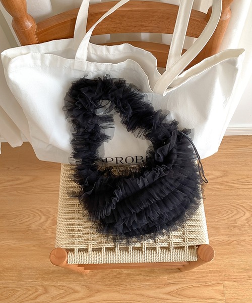 LAFFMO（ラフモ）の「チュールフリルバッグ（ショルダーバッグ・レディース・ブラック/ブルー/オフホワイト/ピンク・F）」の21枚目の写真