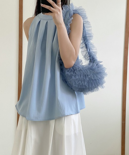 LAFFMO（ラフモ）の「チュールフリルバッグ（ショルダーバッグ・レディース・ブラック/ブルー/オフホワイト/ピンク・F）」の16枚目の写真