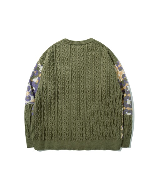 HOOK(フック)の「HOOK -original- 北欧模様パッチワーク風ニット (AW)(ニット/セーター・メンズ・ライトベージュ/モスグリーン/レッド・M/XL/L)」の8枚目の写真