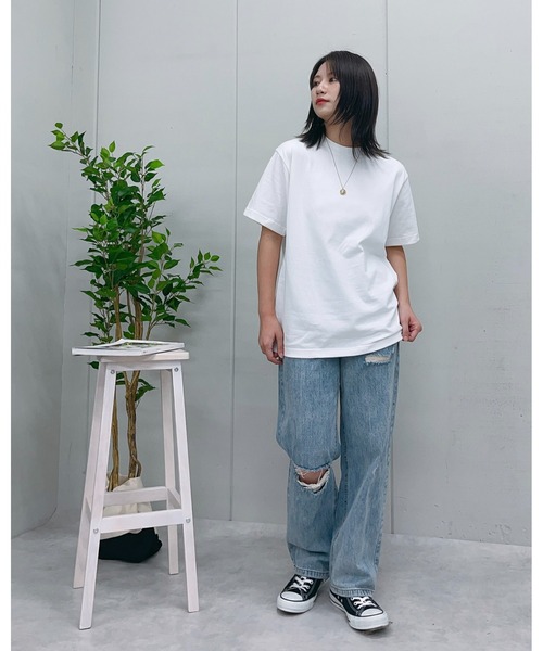 MODISH GAZE(モディシュガゼ)の「【MODISH GAZE】MADE IN JAPAN 半袖Tシャツ(CP)(Tシャツ/カットソー・レディース・ホワイト・M/L/XL)」の4枚目の写真