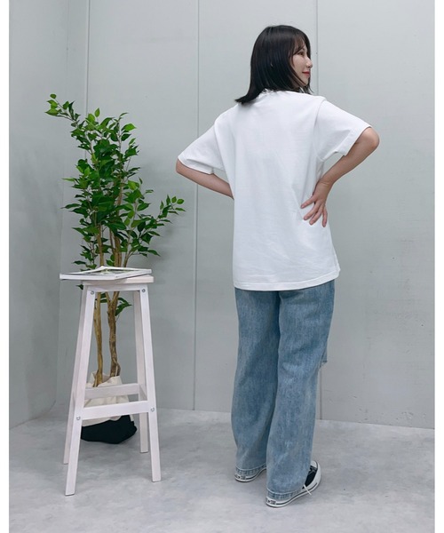 MODISH GAZE(モディシュガゼ)の「【MODISH GAZE】MADE IN JAPAN 半袖Tシャツ(CP)(Tシャツ/カットソー・レディース・ホワイト・M/L/XL)」の2枚目の写真