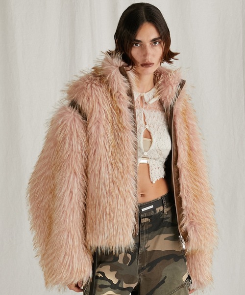 PRANK PROJECT（プランクプロジェクト）の「ファージップブルゾン / Fur Zip Blouson（ブルゾン・レディース・ピンク/マルチ・FREE）」の2枚目の写真