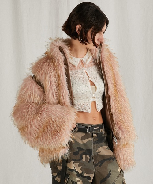 PRANK PROJECT（プランクプロジェクト）の「ファージップブルゾン / Fur Zip Blouson（ブルゾン・レディース・ピンク/マルチ・FREE）」の5枚目の写真