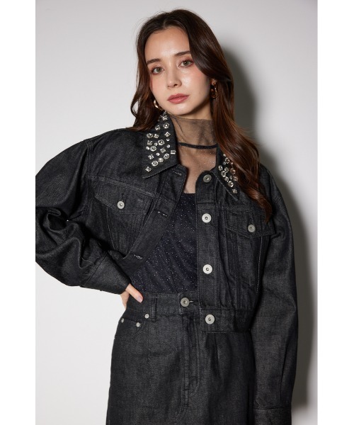 セール】ビジューカラーGジャン デニムジャケット(デニムジャケット セール】ビジューカラーGジャン デニムジャケット(デニムジャケット