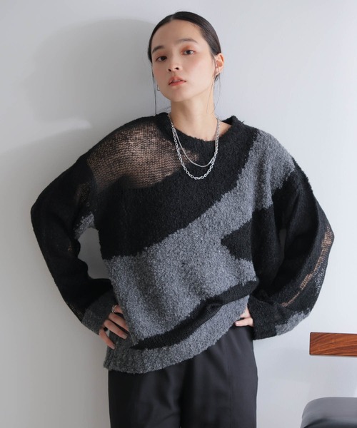シアーモヘアブロッキングニット(ニット/セーター)|LADYMADE(レディメイド)