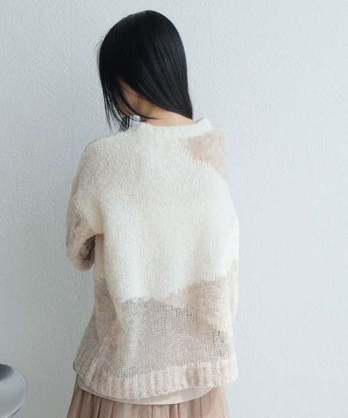 LADYMADE（レディメイド）の「シアーモヘアブロッキングニット（ニット/セーター・レディース・ライトベージュ/ブラック・FREE）」の21枚目の写真